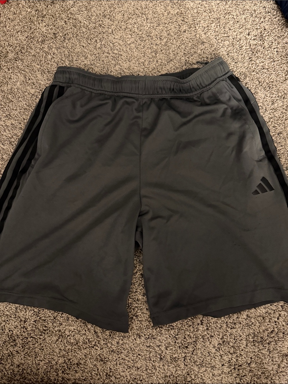 adidas Dark Gray Athletic Shorts with Black Side Stripes